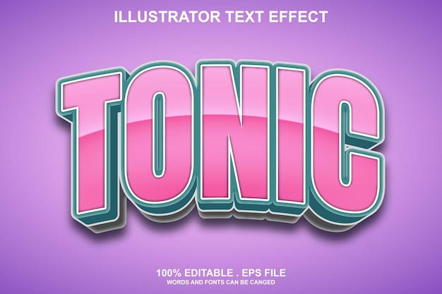 Plik wektorowy tonik 3d efekt tekstowy edytowalny