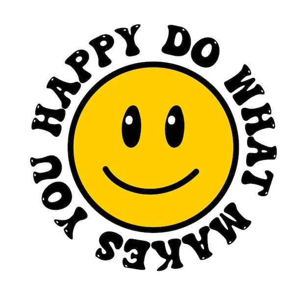 Plik wektorowy topniejący uśmiech napis vintage ilustracja retro psychodeliczna stopiona twarz emoji