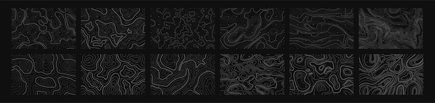 Topograficzny zestaw konturowej mapy tła Geograficzna abstrakcyjna siatka Mapa terenu duży zestaw