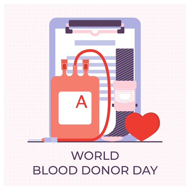 Plik wektorowy torba na krew i opaska uciskowa na serce daj krew ratuj życie koncepcja dnia oddawania krwi