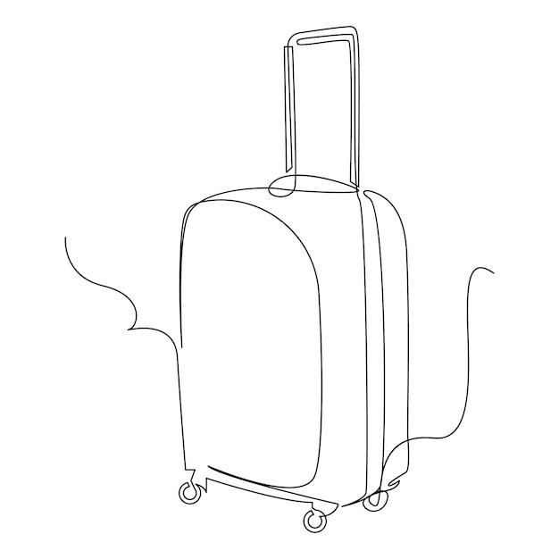 Torba trolley ciągły jeden wiersz artystyczny wektor projektowania i ilustracji bagażu