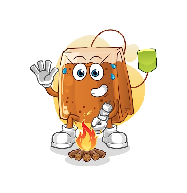 Torebka na herbatę pieczenie marshmallows kreskówka maskotka wektor