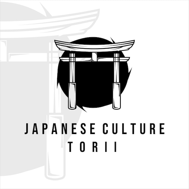 Torii Brama Grafik Vintage Minimalistyczny Wektor Logo Ilustracja Szablon Projekt Kultura Japońska