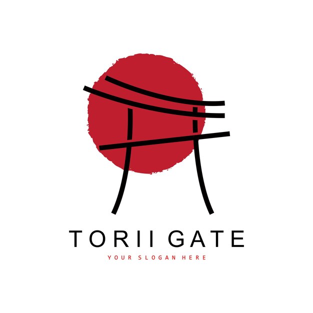 Torii Gate Logo Japoński Projekt Budowlany Chiny Ikona Ilustracja Wektorowa Szablon Ikona