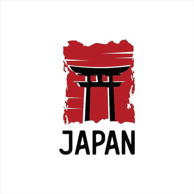 Torii Lub Japońska Tradycyjna Brama Logo Wektor Ilustracja Projekt Nowoczesny Kreatywny Torii