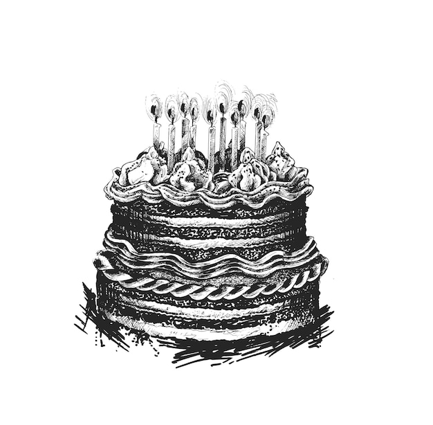Plik wektorowy tort urodzinowy ikona ilustracja wektorowa wszystkiego najlepszego tort na obchody urodzin ze świecami