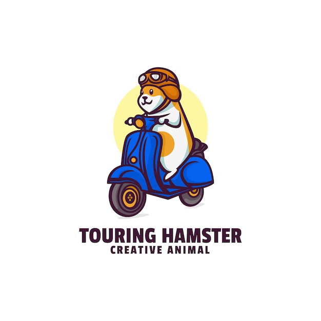 Touring Hamster Maskotka Cartoon Style Logo