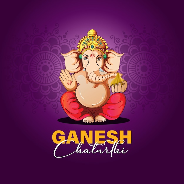Tradycyjna ilustracja Ganesh Chaturthi z tłem mandali