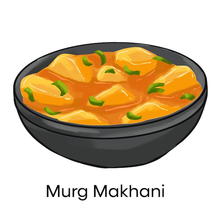 Wektor tradycyjna kuchnia indyjska murg makhani
