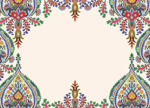 Plik wektorowy tradycyjna turecka ramka ozdobna vintage islamska kolorowa ilustracja motywu w nowoczesnym motywie