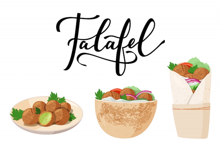 Wektor tradycyjne danie kuchni żydowskiej falafel.