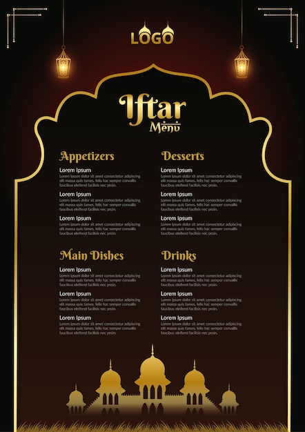 Tradycyjne I Kulturowe Menu Ramadan Kareem Iftar Design