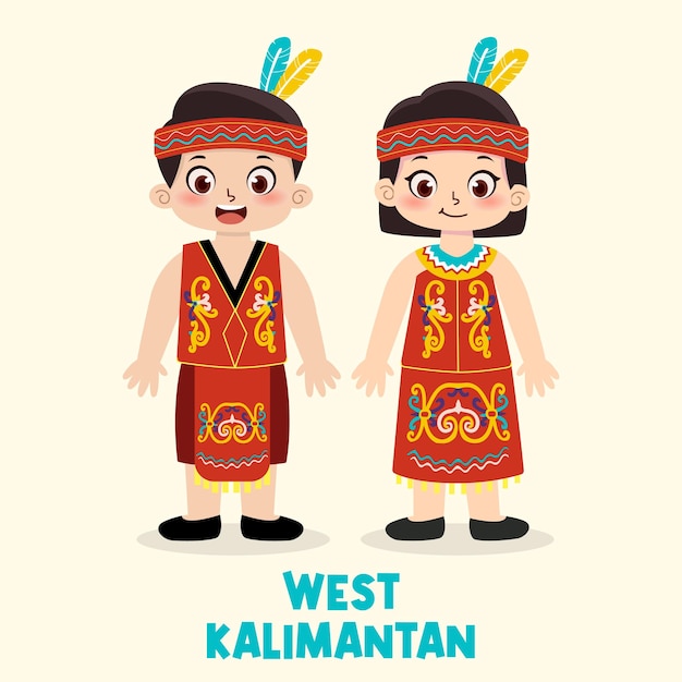 Plik wektorowy tradycyjne indonezyjskie ubrania z kalimantanu zachodniego