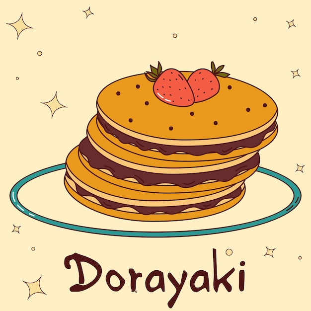 Tradycyjne Japońskie Jedzenie Azjatyckie Dorayaki Vector Illistration