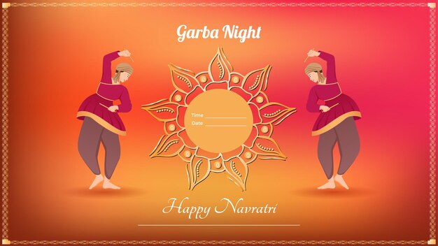 Tradycyjnie Ubrani Mężczyźni Z Dandiya Stick Happy Navratri Vector Banner