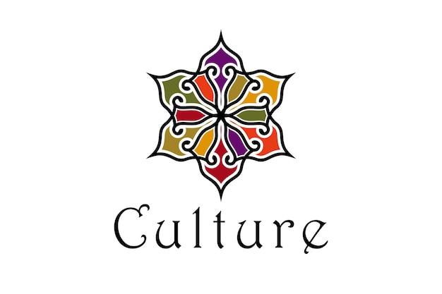 Tradycyjny Azjatycki Kolorowy Kwiatowy Wzór Logo Inspiracja Do Projektowania