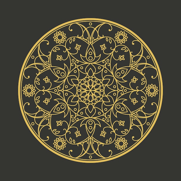 Plik wektorowy tradycyjny azjatycki ozdobny zabytkowy złoty mandala wektor okrągły arabski symbol geometryczny