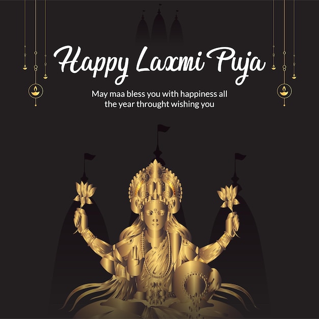 Tradycyjny Indyjski Festiwal Religijny Szablon Projektu Transparentu Happy Laxmi Puja