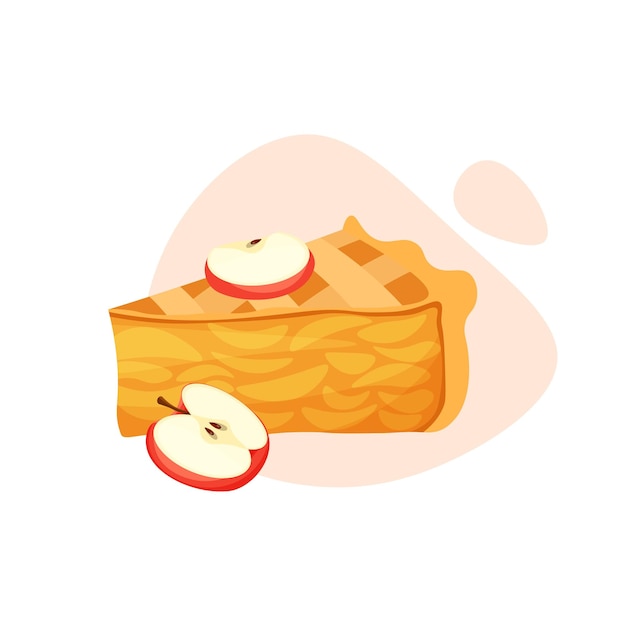 Plik wektorowy tradycyjny kawałek szarlotki słodkie amerykańskie ciasto z jabłkami ilustracja wektora