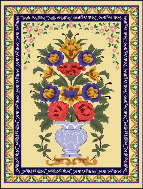 Tradycyjny ogród Mughal Tradycyjny indyjski motyw kwiatowy Mughal malowidła ścienne