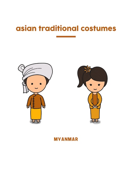 Plik wektorowy tradycyjny strój birmański -