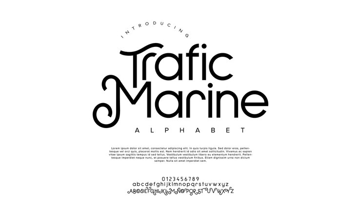 Wektor traficmarine kreatywny nowoczesny miejski alfabet czcionka cyfrowy abstrakcyjny muzułmanin futurystyczny sport mody