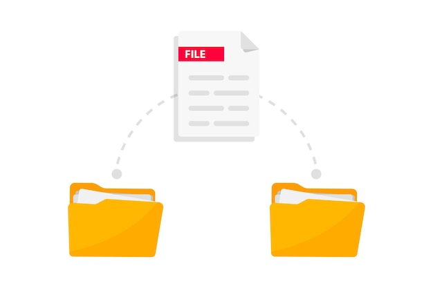 Plik wektorowy transfer pliku wymiana danych foldery z plikami papierowymi transmisja dokumentów zdalne ładowanie