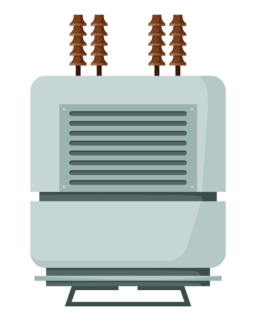 Transformator Elektryczny Wysokiego Napięcia I Izolator Podstacja Energetyczna Ikona Zasilania Izolowana Na Białym Tle Do Projektowania Stron Internetowych Płaska Ilustracja Kreskówka