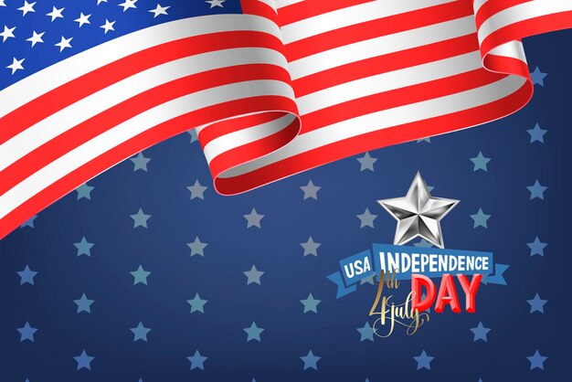 Transparent Dzień Niepodległości USA 4 lipca z amerykańską flagą i pozdrowienie odręczne