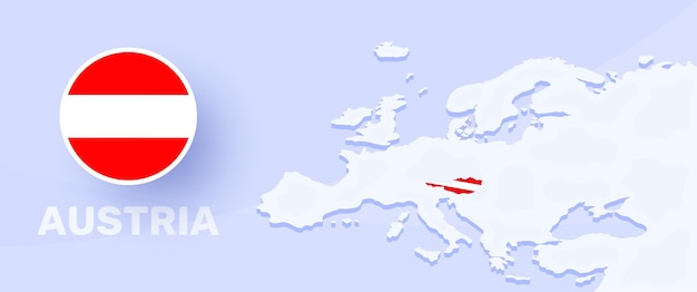 Transparent Flaga Mapy Austrii. Ilustracja Wektorowa Z Mapą Europy I Wyróżnionym Krajem Austria Z Flagą Narodową