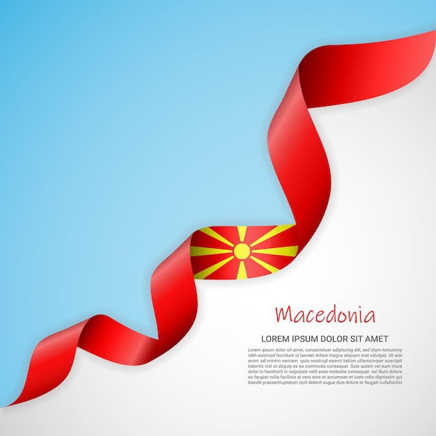 Transparent Wektor W Białych I Niebieskich Kolorach I Macha Wstążką Z Flagą Macedonii Na Broszury, Logo