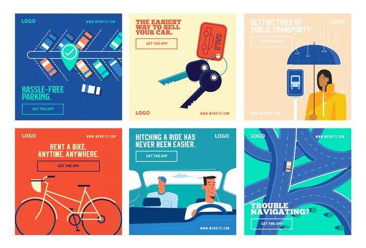 Transport społecznościowy aplikacja post-kolekcja instagram