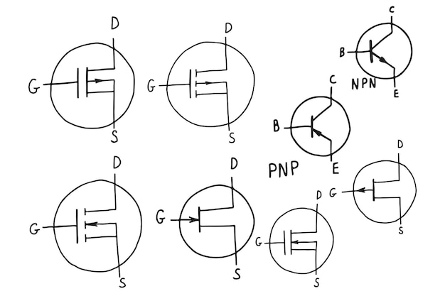 Plik wektorowy tranzystor pnp schematyczny symbol wektor ilustracja