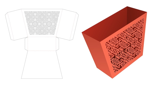 Trapezowe Pudełko Na Artykuły Biurowe Z Szablonem Wycinanym Z Szablonem I Makietą 3d