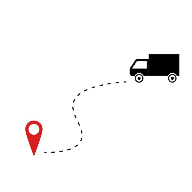 Trasa dostawy Mapa linii ciężarówki z pojazdem docelowym Wektor wyizolowany na białym tle