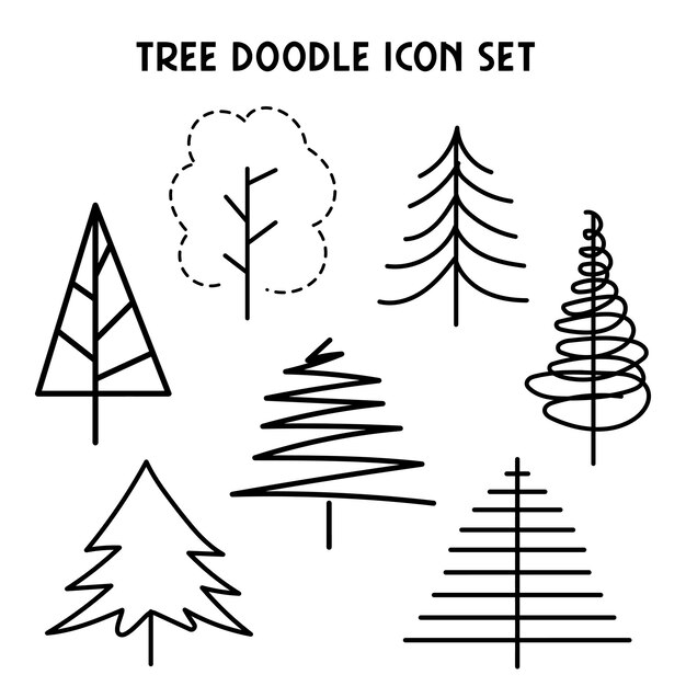 Tree Doodle Icon Set Vector Variations (Wariacje wektorowe)