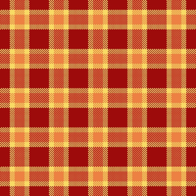 Trend tekstury włókienniczej Love, sprawdź tartan plaid, tło meble, bezszwowy wzór wektorowy w kolorach czerwonym i żółtym