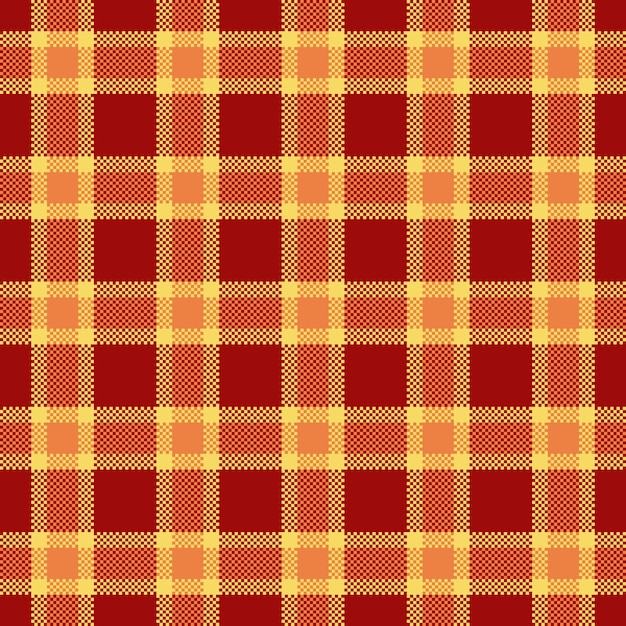 Trend Tekstury Włókienniczej Love, Sprawdź Tartan Plaid, Tło Meble, Bezszwowy Wzór Wektorowy W Kolorach Czerwonym I żółtym