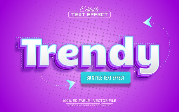 Trendy fioletowy efekt tekstu 3D edytowalny