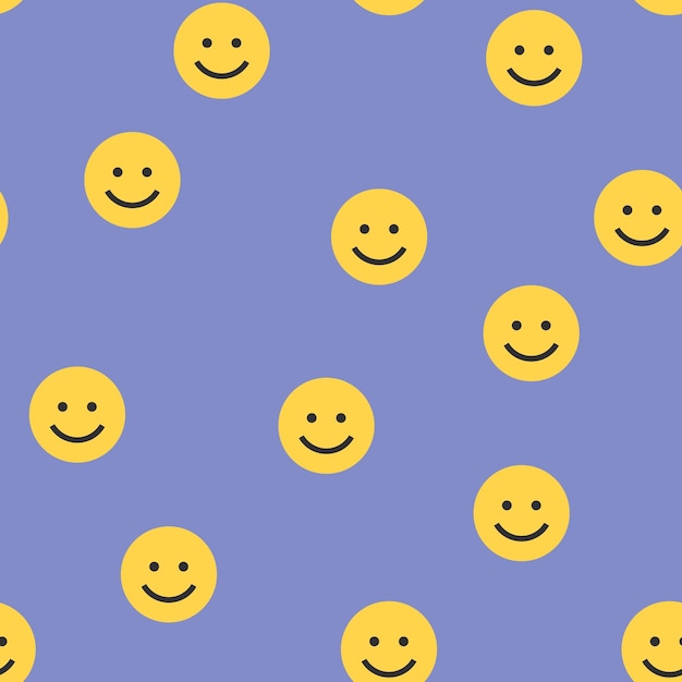 Trendy Groovy Smile Seamless Pattern Wektorowy Bezszwowy Wzór Emoji