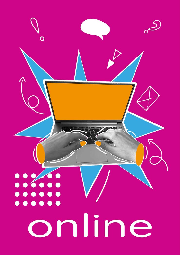 Wektor trendy poster collage z ręcznym komputerem szkoła ikony nowoczesne czcionki nowoczesny banner projekt strony internetowej