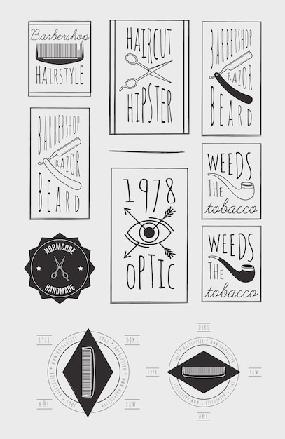 Trendy Retro Vintage Insignias Bundle Retro Ręcznie Rysowane Elementy Do Projektów Kaligraficznych