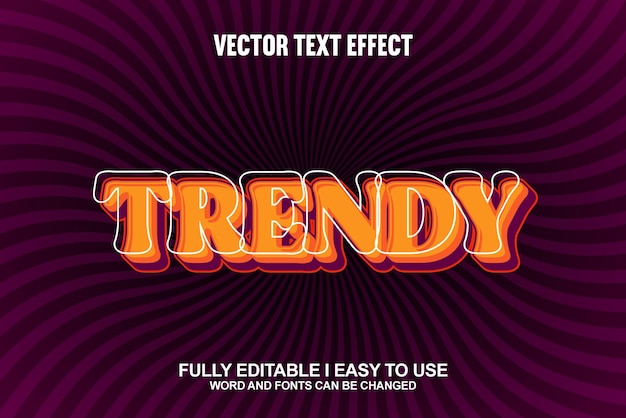 Trendy w pełni edytowalny efekt tekstu wektorowego 3D