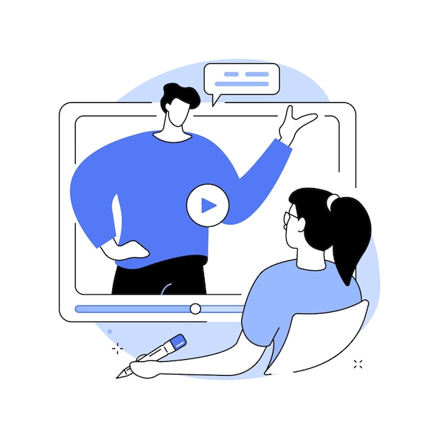 Trening online na białym tle ilustracje wektorowe kreskówka