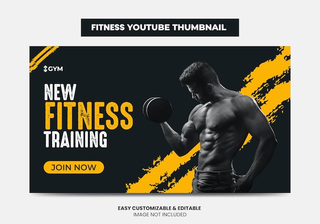 Trening siłowni fitness Projekt miniatur youtube i baner internetowy Miniatura wideo agencji siłowni