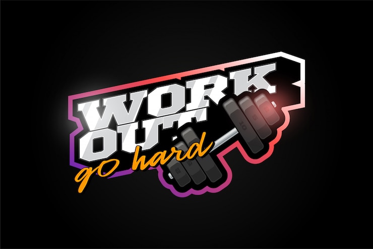 Wektor trening siłownia maskotka nowoczesny sport profesjonalny typografia w stylu retro.