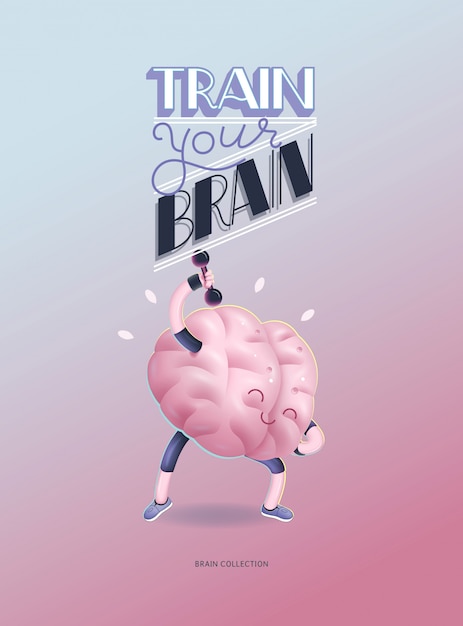 Trenuj Swój Plakat Mózgu Z Napisem, ćwiczenia Hantle
