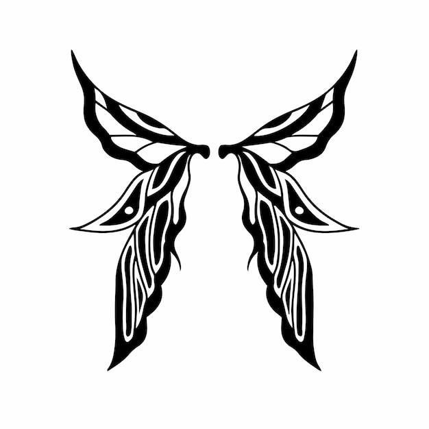 Tribal Fairy Wings Logo Tattoo Design Wzornik Ilustracji Wektorowych