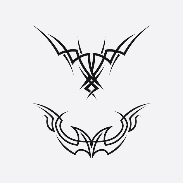 Tribal Klasyczny Czarny Etniczny Tatuaż Ikona Wektor Ilustracja Projekt Logo