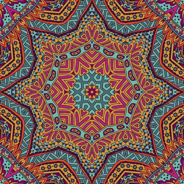 Tribal kwiat indyjski etniczne bezszwowe wzór.